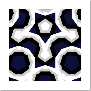 Blue Black White Grey Geometric Posters and Art